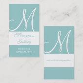 Monogramm-elegante blaue Visitenkarte (Vorne/Hinten)