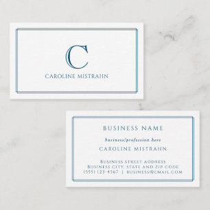 Monogramm Elegante Briefpapier mit navyblauer Umra Visitenkarte