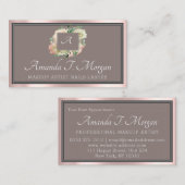 Monogramm Elegante Ernennung Rose Blumenrahmen Visitenkarte (Vorne/Hinten)