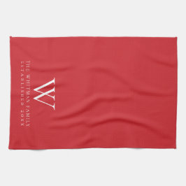 Monogramm Elegante Flammenspalte Rot Geschirrtuch