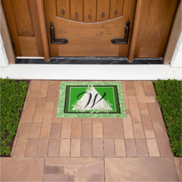 Monogramm elegante grüne Blätter Fußmatte