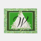 Monogramm elegante grüne Blätter Fußmatte (Vorderseite)
