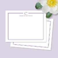 Monogramm Elegante lila Rand Briefpapier
