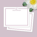 Monogramm Elegante marine Weinrand Briefpapier Mitteilungskarte<br><div class="desc">Dieses Design verfügt über einen dünnen doppelten Rand mit Platz für ein Monogramm und einen Namen und ein passendes Rückendesign. Klicken Sie auf die Schaltfläche "Anpassen", wenn Sie die Designelemente anpassen und/oder den Text weiter ändern möchten! Variationen dieses Designs, zusätzliche Farben sowie passende Produkte sind in unserem Shop erhältlich, zazzle.com/store/doodlelulu....</div>