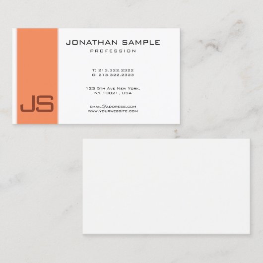 Monogramm Elegante Moderne einfache Vorlage Visitenkarte (Vorne/Hinten)