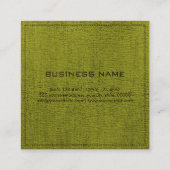Monogramm Elegante moderne grüne Leinwand Quadratische Visitenkarte (Rückseite)
