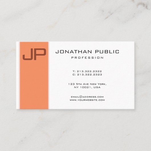 Monogramm Elegante Moderne Minimalistische Vorlage Visitenkarte (Vorderseite)