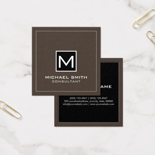 Monogramm-elegante moderne schwarze Lava Quadratische Visitenkarte