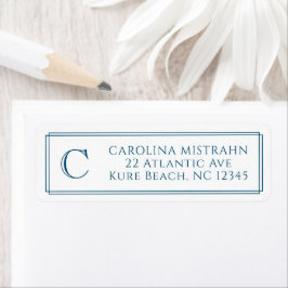 Monogramm Elegante Navyblaue Rand Korrespondenzpap