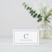 Monogramm Elegante Navyblaue Umrandung QR-Code Visitenkarte (Stehend Vorderseite)