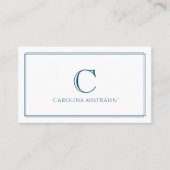 Monogramm Elegante Navyblaue Umrandung QR-Code Visitenkarte (Vorderseite)