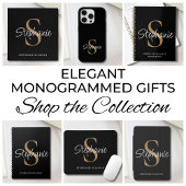 Monogramm Elegante Schrift Name Schwarz Gold Notizblock