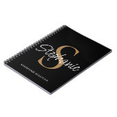 Monogramm Elegante Schrift Name Schwarz Gold Notizblock (Linke Seite)
