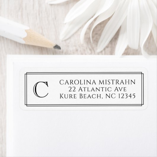 Monogramm Elegante Schwarz-Weiß-Rahmen Briefpapier (Insitu)