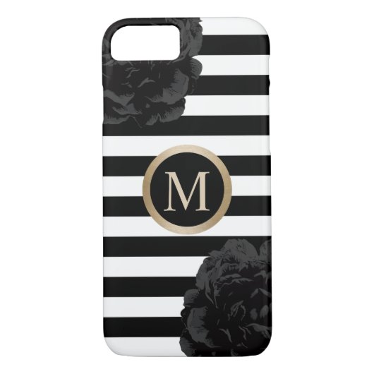 Monogramm-elegante schwarze moderne mit Case-Mate iPhone hülle (Rückseite)
