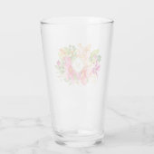 Monogramm Elegante Vintage Blume Rosa Pastell Glas (Rückseite)