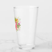 Monogramm Elegante Vintage Blume Rosa Pastell Glas (Links)
