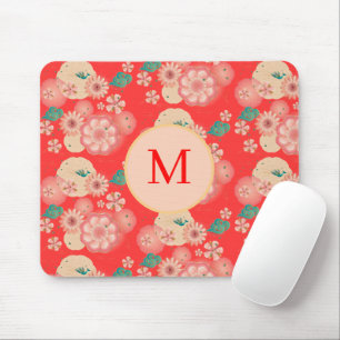 Monogramm Eleganter Blumengarten Mousepad
