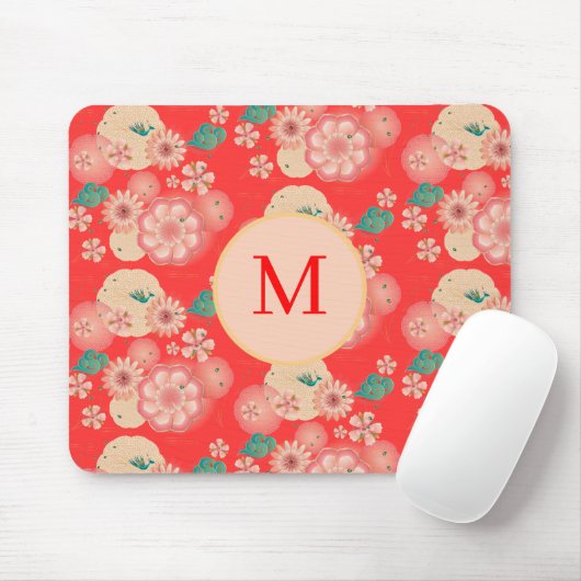 Monogramm Eleganter Blumengarten Mousepad (Mit Mouse)
