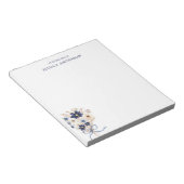Monogramm eleganter marineblauer Blumenstrauß Notizblock (angewinkelt)