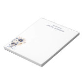 Monogramm eleganter marineblauer Blumenstrauß Notizblock (Rotiert)