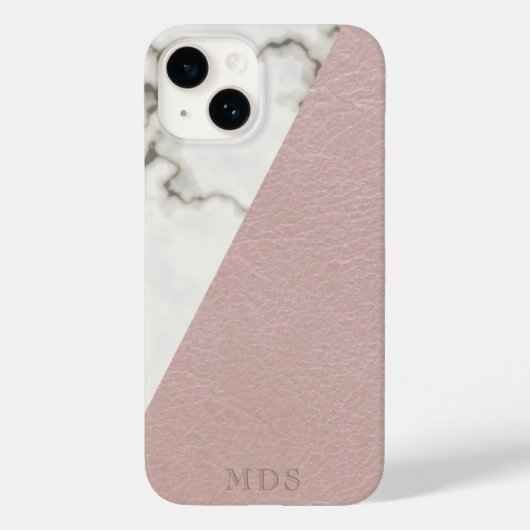 Monogramm Eleganter Marmor Blush Pink Imitate Lede Case-Mate iPhone Hülle (Rückseite)