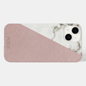 Monogramm Eleganter Marmor Blush Pink Imitate Lede Case-Mate iPhone Hülle (Rückseite (Horizontal))