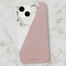 Monogramm Eleganter Marmor Blush Pink Imitate Lede Case-Mate iPhone Hülle