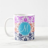 Monogramm-eleganter Regenbogen-bunter Damast Kaffeetasse (Links)