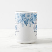 Monogramm Eleganter Teekopf Dusty Blue n White Flo Kaffeetasse (Mittel)