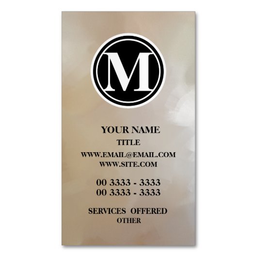 Monogramm-eleganter und abstrakter Hintergrund Magnetische Visitenkarte (Vorderseite Vertikal)