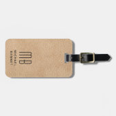 Monogramm Elegantes Beige Gepäckanhänger (Vorderseite horizontal)