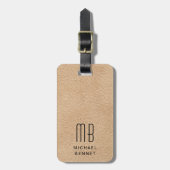 Monogramm Elegantes Beige Gepäckanhänger (Vorderseite vertikal)