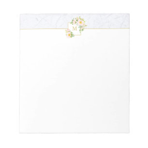 Monogramm Elegantes Blumenmarmor Chic Pastell Noti Notizblock