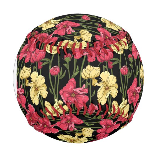 Monogramm Elegantes Blumenmuster 2 Baseball (Vorderseite)