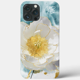Monogramm Elegantes Einfaches Weißes Blumen-Aquare Case-Mate iPhone Hülle