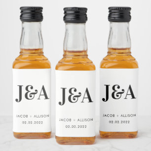 Monogramm Elegantes Hochzeitsgeschenk Brautparty A Alkoholflaschenetikett