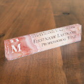 Monogramm Elegantes Marmor Namensplakette (Seite)