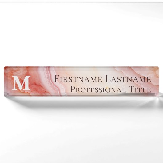 Monogramm Elegantes Marmor Namensplakette (Vorderseite)