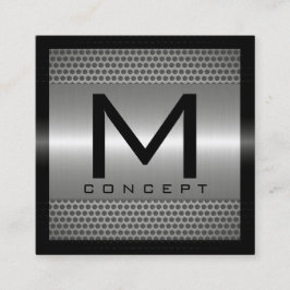 Monogramm-elegantes modernes metallisches Silber Quadratische Visitenkarte