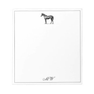 Monogramm Elegantes Pferd Reitsport individuelle I Notizblock