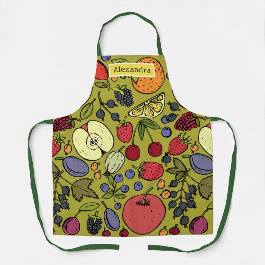 Monogramm elegantes Retro-Muster der Früchte l Schürze (Vorderseite)