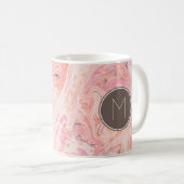 Monogramm Elegantes Rosa Marmor Kaffeetasse (VorderseiteRechts)