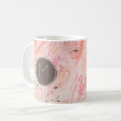 Monogramm Elegantes Rosa Marmor Kaffeetasse (Vorderseite Links)
