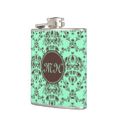 Monogramm-elegantes schokoladenbraunes flachmann (Links)
