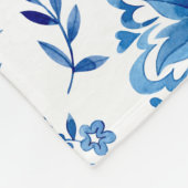Monogramm Elegantes Vintage Blaues Blumenmuster Fleecedecke (Ecke)