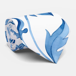 Monogramm Elegantes Vintage Blaues Blumenmuster Krawatte