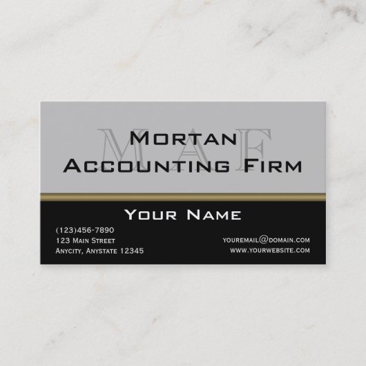 Monogramm-Eleganz in der schwarzen grauen Visitenkarte (Vorderseite)