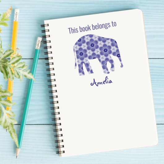 Monogramm Elephant dieses Buches Permastempel