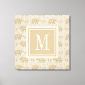 Monogramm | Elephant Khaki Caravan Muster Leinwanddruck (Vorderseite)